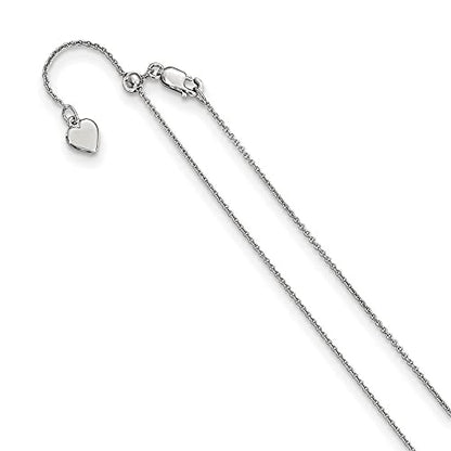 Diamond2Deal Sterling Silver RH-plated Adjustable .95mm Rolo Chain Necklace | 22 Inch Item Width 0.95 mm 925