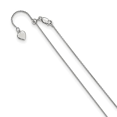 Diamond2Deal Sterling Silver RH-plated Adjustable .95mm Rolo Chain Necklace | 22 Inch Item Width 0.95 mm 925
