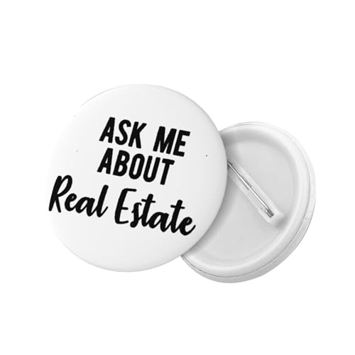 Ask Me About Real Estate Round Metal Button Badge Decors - size: Medium