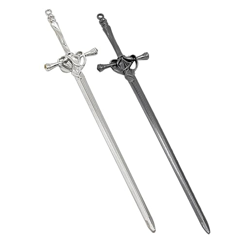 2PCS Hair Sticks for Buns,Hair Chopsticks,Sword Hair Pin,for Vintage Hair,Renaissance Chinese Hair Accessories,Metal Sword Hair Pins,Ancient Style Sword Hair Chopstick LINYUEARUI-Black&Silver - color: Silver+Black