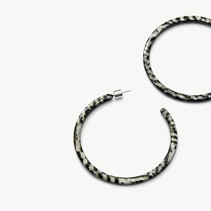 Circle Hoop Earrings Acetate Resin Fashion Jewelry for Women - color: Perle Noir, size: Large