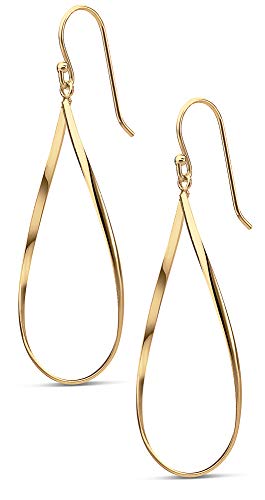Milla Dainty Silver Drop Earrings for Women and Dangling Gold Earrings | Hypoallergenic, Easy to Wear, Available in 14K Gold, Rose Gold, or Silver Plated Finish, Different Designs - color: Teardrop / 14K Gold Plated