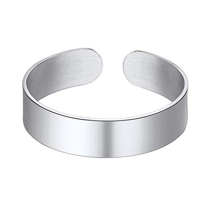 Stainless Steel Open Band Ring for Men Women 18K Gold/Black Plated Brush/Smooth Surface Rings Set Minimalist Jewelry(with Gift Box) - color: 05-Steel 5mm Smooth Surface