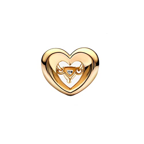 Jewelry Love Heart Charms for Women Bracelets and Necklaces | 925 Sterling Silver,Mother's Day Birthday Christmas - color: Gold Radiant Heart Floating Stone Charm