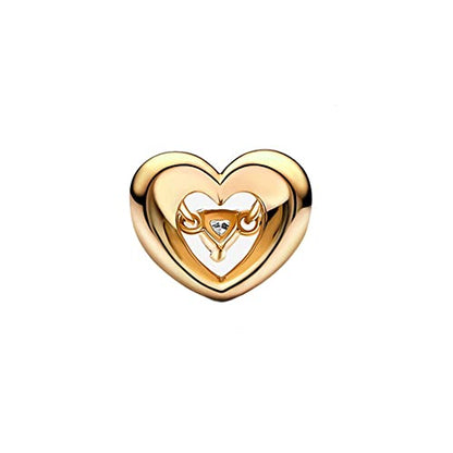 Jewelry Love Heart Charms for Women Bracelets and Necklaces | 925 Sterling Silver,Mother's Day Birthday Christmas - color: Gold Radiant Heart Floating Stone Charm
