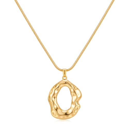 Boho Chunky Gold Statement Necklaces for Women Beach Jewelry Gifts | Versatile Everyday Wear, Pairs with Any Outfit, Ideal Gift for Any Occasion, Easy to Layer, Lightweight, Hypoallergenic - style: Hammered-Gold-B
