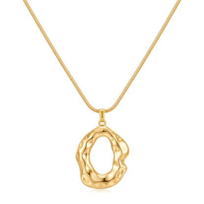 Boho Chunky Gold Statement Necklaces for Women Beach Jewelry Gifts | Versatile Everyday Wear, Pairs with Any Outfit, Ideal Gift for Any Occasion, Easy to Layer, Lightweight, Hypoallergenic - style: Hammered-Gold-B