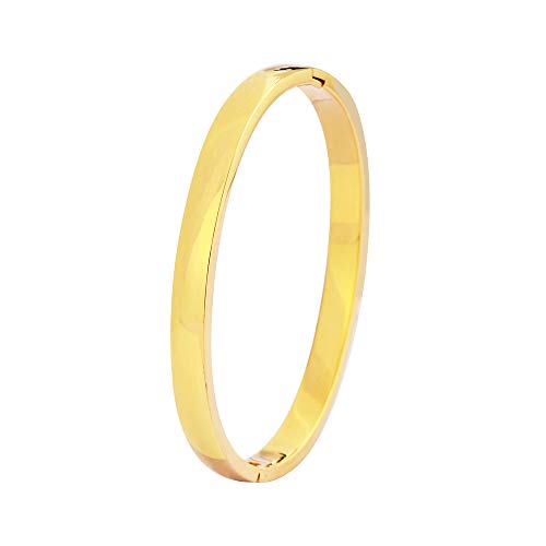 Women's Stackable Bangle Bracelet Hinged Oval-Shape - color: Gold, size: Large 7.5"Inches