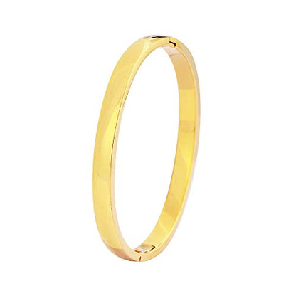 Women's Stackable Bangle Bracelet Hinged Oval-Shape - color: Gold, size: Large 7.5"Inches
