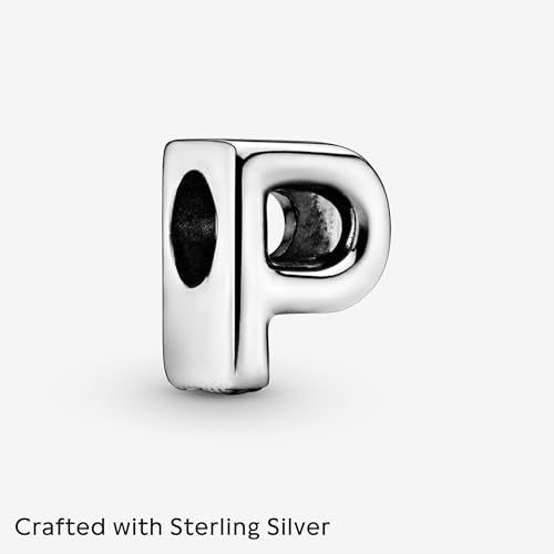 Pandora Alphabet Charm - Compatible Moments - Gift for Her - Made with Sterling Silver - with Gift Box - style: Letter P