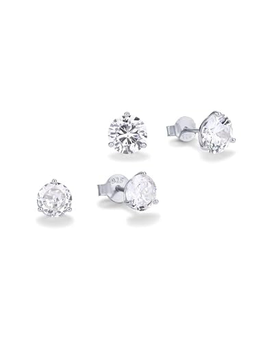 PAVOI 14K Gold Plated 925 Sterling Silver Cubic Zirconia Stud Earrings for Women - Simulated Diamond CZ Earrings - style: Round 6mm