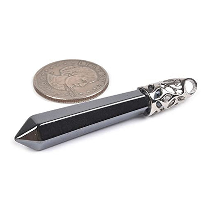 Justinstones Hexagonal Pointed Reiki Chakra Pendant Stainless Steel Chain Necklace 20 Inch Iron Gift Box - color: Hematite