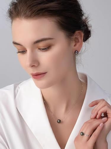 Gifts for Wife Anniversary 18K Gold Pearl Stud Earrings for Women- Genuine Handpicked Nature Tahitian Black Pearls Earring- Birthday Christmas Mothers Day Valentine's Jewelry Gifts - color: 18K Yellow Gold