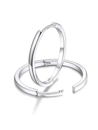 FaithHeart 925 Sterling Silver Post Huggie Hoop Earrings for Women 8-20mm | Silver/Black/Gold/Rose Gold Small Hoop Earrings, Hypoallergenic Lightweight Cartilage Huggie Earrings, Gift Box - color: Silver, size: 20mm