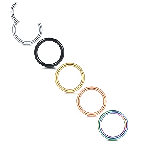 Xpircn 18G 7mm 8mm Nose Rings For Women Men Horseshoe Nose Rings Hoops Horseshoe Septum Lip Eyebrow Helix Daith Ear Nose Piercings - color: Mixed 5 Colors, size: 14G 8mm