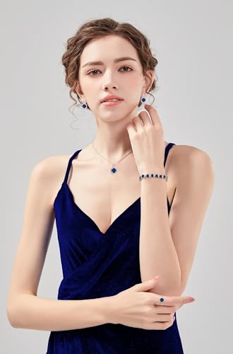 GZWHD Jewelry Set for Women CZ Earrings Necklace Ring Bracelet Set Prom Party Wedding Jewelry Gift for Mother Friend Wife - color: D-Blue