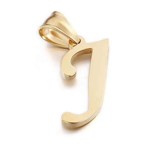Initial Charms Gold Initial Pendant 14k Gold Letter Charm Name Pendant for Women and Men - style: J