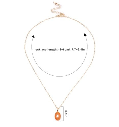 Natural Stone Necklaces Rhinestones Gemstone Necklace Adjustable Pendant Necklaces for Women - color: Orange