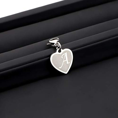 FAADBUK Initial Letter A-Z Alphabet Heart Charms for Jewelry Bracelet Keychain Necklace Initial Stainless steel Clasp Clip on Charm - color: intial A
