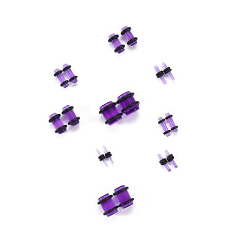 Ear Stretching Kit 54 Pieces 14Gauges-00Gauges Earrings Piercing Kit - color: grape purple