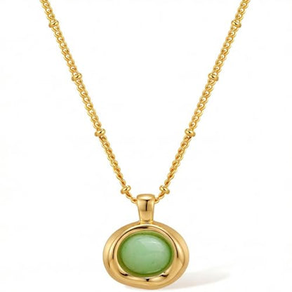 Jean Beau Gold Stone Pendant Necklaces for Women, Chunky Gemstone Dangle Necklace Wedding Prom Fashion Jewelry Gift - color: Peridot Green