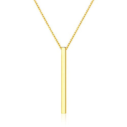 ChicSilver Customizable Vertical Bar Pendant Necklace 925 Sterling Silver Y Necklace Simple Fashion Jewelry Gifts for Women - style: B. 2mm Vertical Bar-Gold