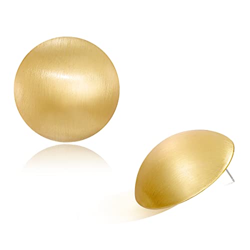 Gold Matte Stud Earrings Half-ball Brushed Button Earrings for Women Fashion Vintage Drop Earrings