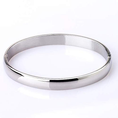 Stainless Steel Bracelet for Women High Polished Bracelet Grooved Cuff Bangle 7" - style: 6mm Wide