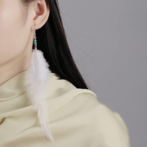 RUOFFETA Long Feather Earrings for Women, Boho Bohemian Earrings Multicolor Tassel Handmade Feather Earrings for Women Dangling - style: Style N