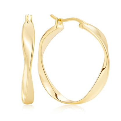 14K Gold Twisted Hoop Earrings for Women Thick Wave Gold Hoops Lightweight Hypoallergenic Elegant Jewelry 25/30MM - color: 30MM