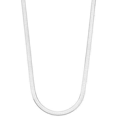 Miabella Italian Solid 925 Sterling Silver, 18Kt Gold Plated 4.5mm Flexible Flat Herringbone Chain Necklace Women, Made in Italy - size: Length 20 Inches, style: sterling silver