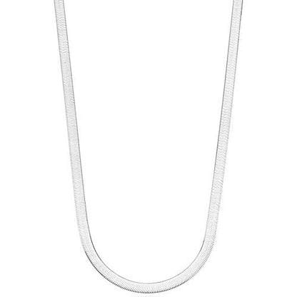 Miabella Italian Solid 925 Sterling Silver, 18Kt Gold Plated 4.5mm Flexible Flat Herringbone Chain Necklace Women, Made in Italy - size: Length 24 Inches, style: sterling silver