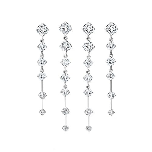 Rhinestone Earrings Dangling for Women Sparkly Silver Dangle Earrings Girls Long Chandelier Earrings Tassel Lightweight Ear Studs Cubic Zirconia (KE001S-W) - color: A-2 pair silver YE01S
