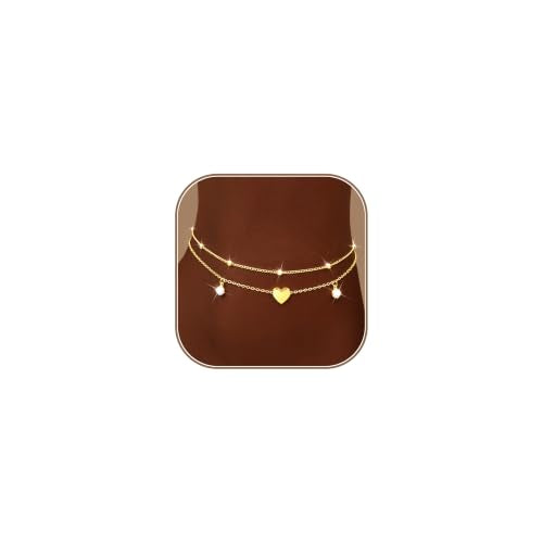 Gold/Sterling Silver Anklet Bracelets for Women Waterproof, Non Tarnish 925 Sterling Sliver Plated Heart Evileye Butterfly Charm, Dainty Summer Beach Anklets for Women, Beach Vacation Bikini Outfits for Her Mom - style: Heart-Gold