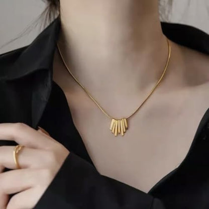 Geometric pendant necklace | modern minimalist bar accessory, art deco boho elegant style chain, unique fashion accessory, trendy metal necklace