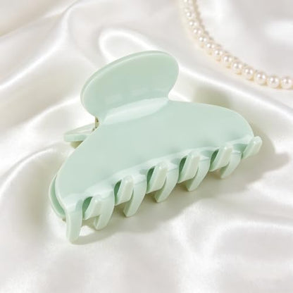 MAORULU Medium Acetate Hair Claw Clips, 3 Inch, Light Green | Premium Cute Jaw Clip For Women Girls, For Thin & Medium Thick Hair, Durable French Banana Clip, With Gift Box - color: Light Green