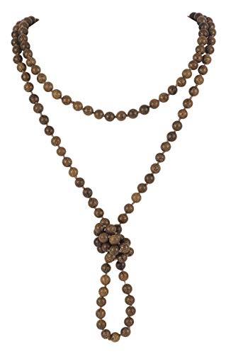 Firstmeet Fashion Natural Round Wood Beads 60'' Long Strand Art Deco Necklace for Women - color: A