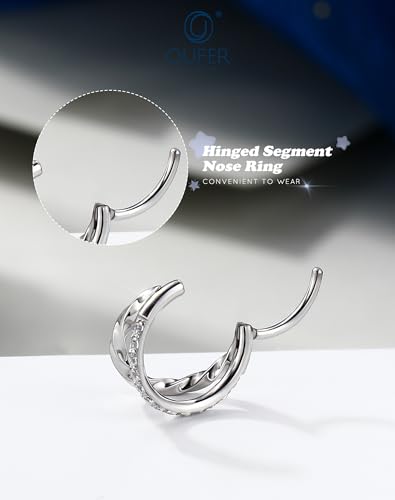 OUFER Christmas Double Hoop Nose Ring, 18G/20 6/7/8mm Red Green Christmas Nose Piercing Nose Rings Hoops Surgical Steel, Festive Hoop Nose Rings for Women Perfect for Xmas Nostril Piercing Jewelry - color: Silver