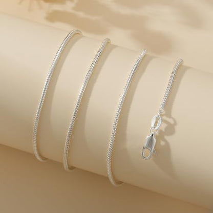 925 Sterling Silver Chain Necklace for Women - 1mm 1.5mm 2mm Snake Chain Necklace Smooth Sturdy Jewelry Gift Size 16/18/20/22 Inches - color: 1mm, size: 20+2"