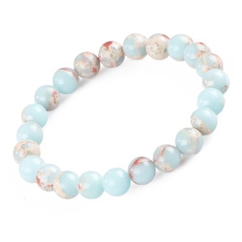 8mm Beaded Bracelets for Women, Natural Crystal Gemstone Energy Bracelets - color: Imperical Jasper
