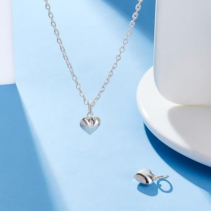PH PandaHall 2pcs 925 Sterling Silver Charms Puffed Heart Pendants 3D Heart Dangle Pendant for Women Necklace Bracelet Jewelry Making DIY Crafts Mother's Day, 4.2mm Hole - size: 10.5x9x5mm (Pack of 2)
