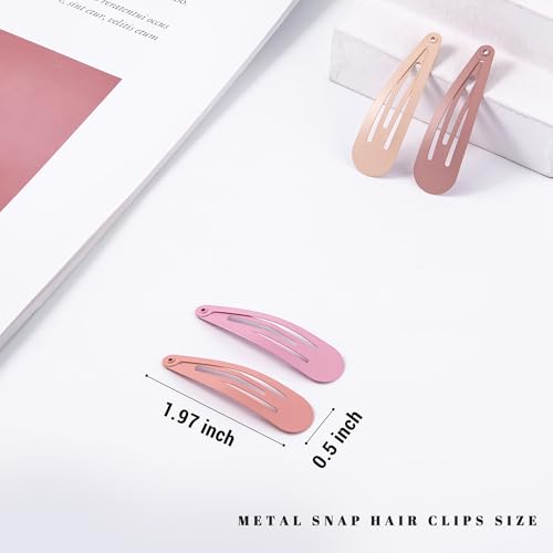 48 PCS Small Metal Barrettes For Women Non Slip Water Drop Snap Clips For Thick Thin Fine Hair Classic Accessories,Pink Rose Red Beige,1.97 x 0.5 In - color: Pink Rose Red Beige