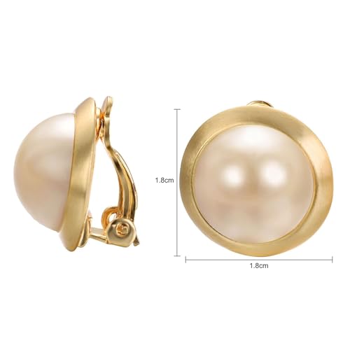Vintage Pearl Clip On Earrings For Women Non Pierced Earrings | Large Rhinestone Earring Round Pearl Earrings Wedding Jewelry - style: Faux Pearl Clip On Earrings