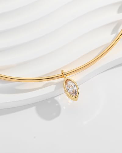 Gold CZ Choker Necklace Trendy Statement | Gold choker necklace, CZ pendant, Adjustable chain, Dainty statement, Summer gift, Gift for women, Lightweight - style: 23494
