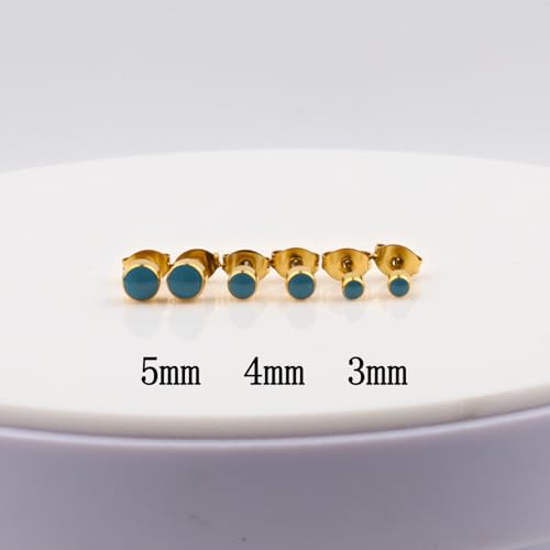 12 Pairs Ear Piercing Stud Earrings for Ear Piercing Guns, Surgical Stainless Steel Multicolor Round Heart Star Cubic Zirconia Birthstone Stud Earrings Set - style: Gold enamel 4mm