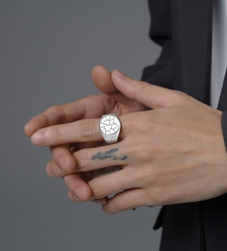 MYNENEY Stainless Steel Round Shape Classical Simple Plain Wedding Engagement Statement Pinky Band Signet Rings for Men Women Size 4-15 - color: Signet Silver