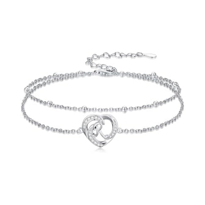 Dorunmo Initial Anklet 925 Sterling Silver Letter A-Z Layered Heart Anklet Beach Jewelry Birthday Gifts for Women - color: R