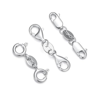 925 Sterling Silver Lobster Clasp for DIY Necklace Bracelet Jewelry Making, Double Spring Clasp with Closed Jump Rings, Necklace Extender Clasp Connector Bracelet Extension (Style 12) - style: Style 12
