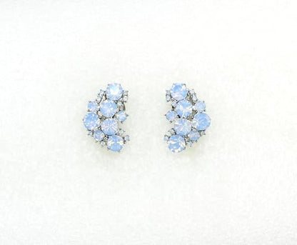 Faship Gorgeous Clip Ons Floral Earrings - color: Light Sapphire Opal