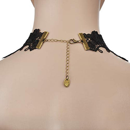 iWenSheng Halloween Costumes Jewelry for Women - Steampunk Black Lace Choker Necklace Gothic Jewelry Accessories, Vampire Choker Necklace Costume for Teen Girls - color: 2#